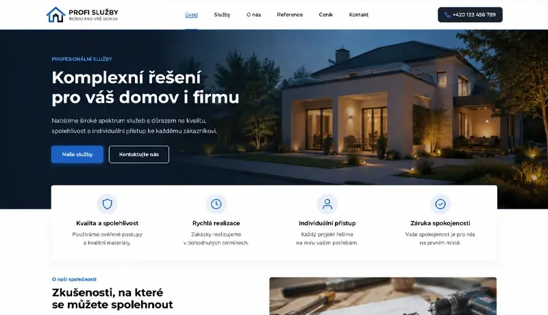 Ukázka webu: Prezentační web služeb